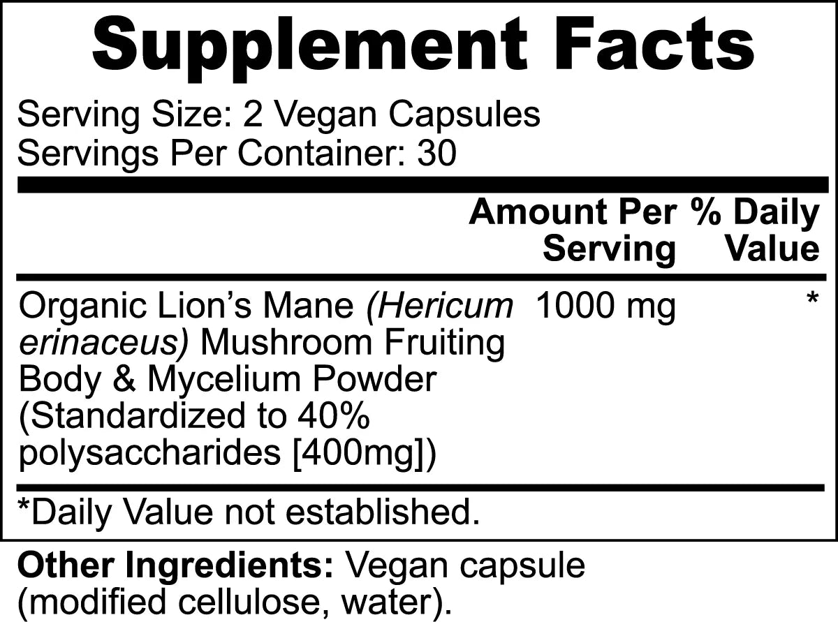 Finest Forage Lion's Mane Powdered Extract Capsules